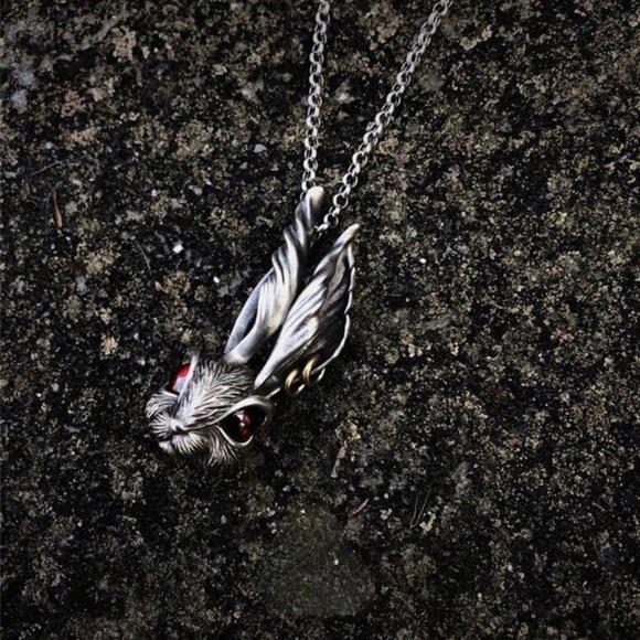 Punk Rock Rabbit- Bunny Hare Red Garnet Eyes Pierced Ears Animal Silver Necklace - Picture 13 of 16